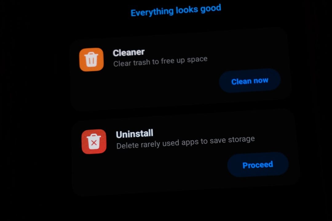 App cleaner and uninstaller options on dark background
